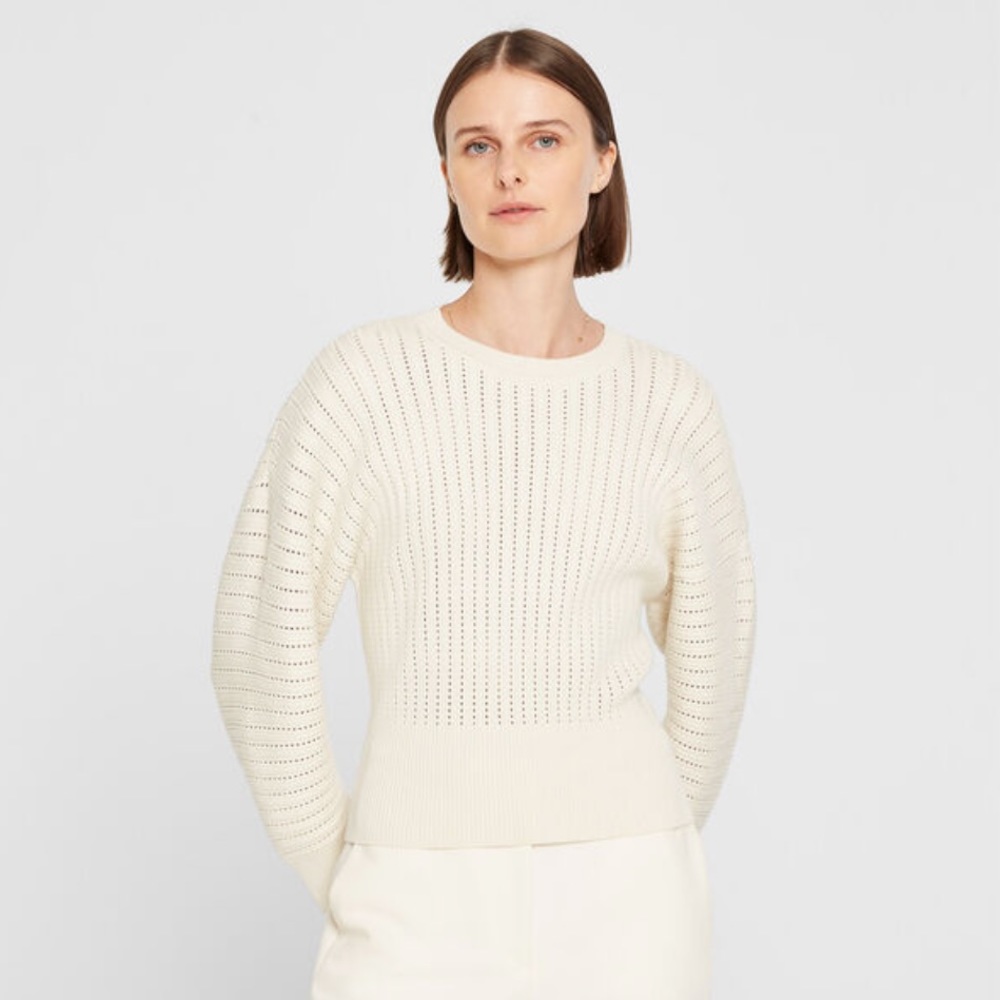 NWT Club Monaco Fancy Rib Crew Neck Sweater - Beige